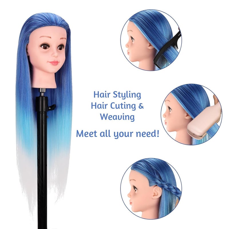 TopDirect Mannequin Head with Hair, 29" Hair Mannequin Manikin Head Synthetic Hair Doll Practice Cosmetology Styling Hairdressing Training Braiding Heads with Clamp Holder and Tools - Image 4